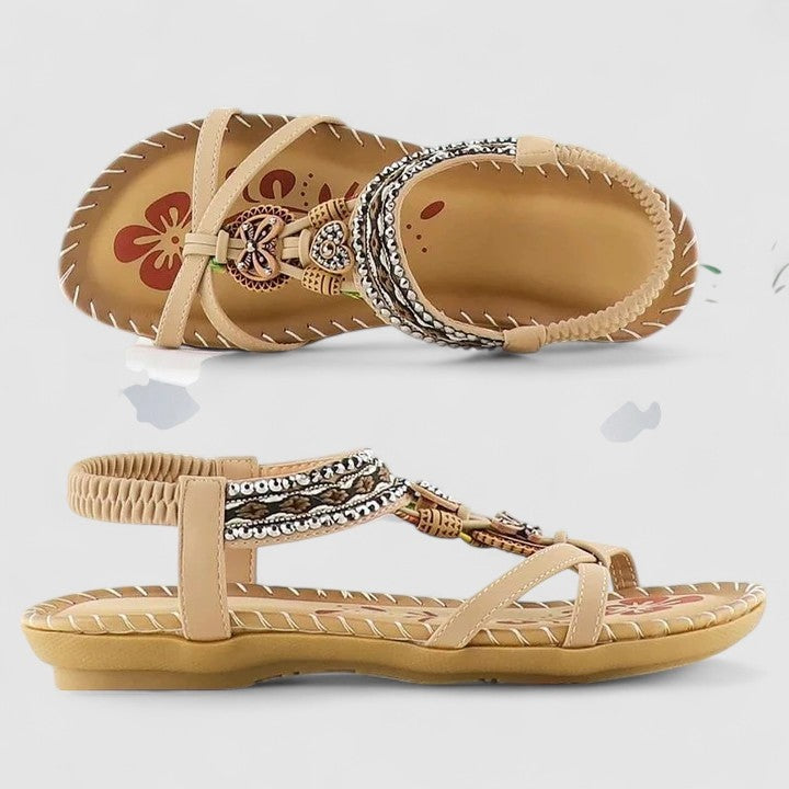 Layla | Women's Boho Strappy Sandals with Beaded Charm