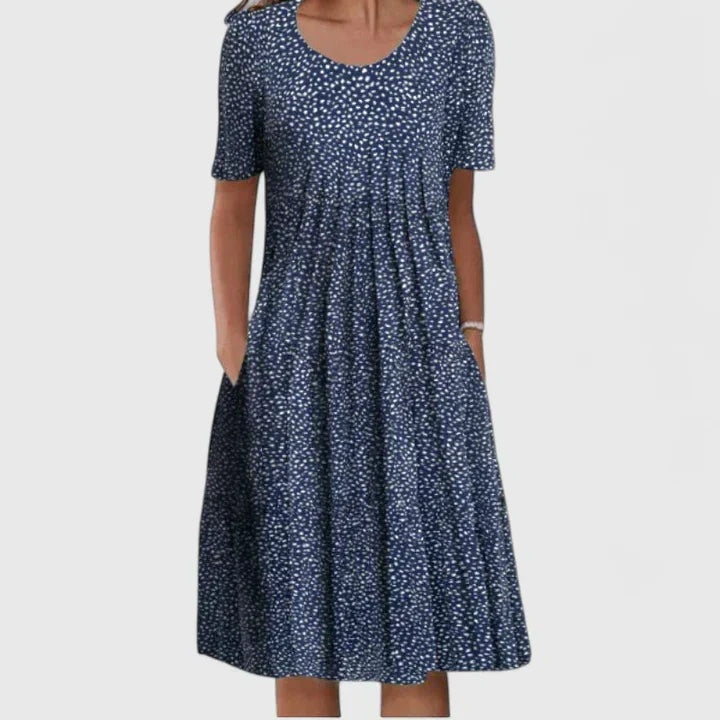 Layla | Women's Floral Midi Dress Short Sleeve with Pockets
