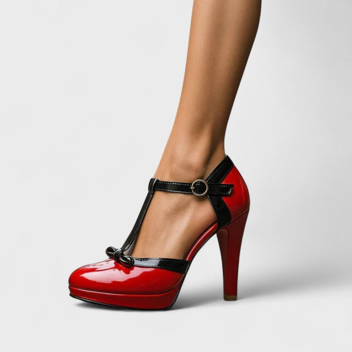 Lillian | Women's Platform Stiletto Heels T-Bar with Bow