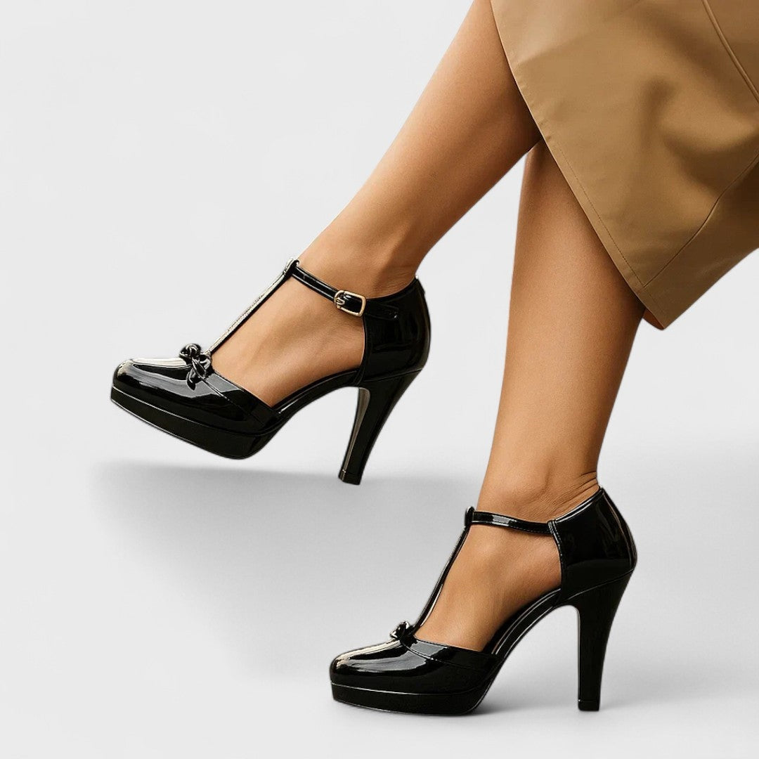 Lillian | Women's Platform Stiletto Heels T-Bar with Bow