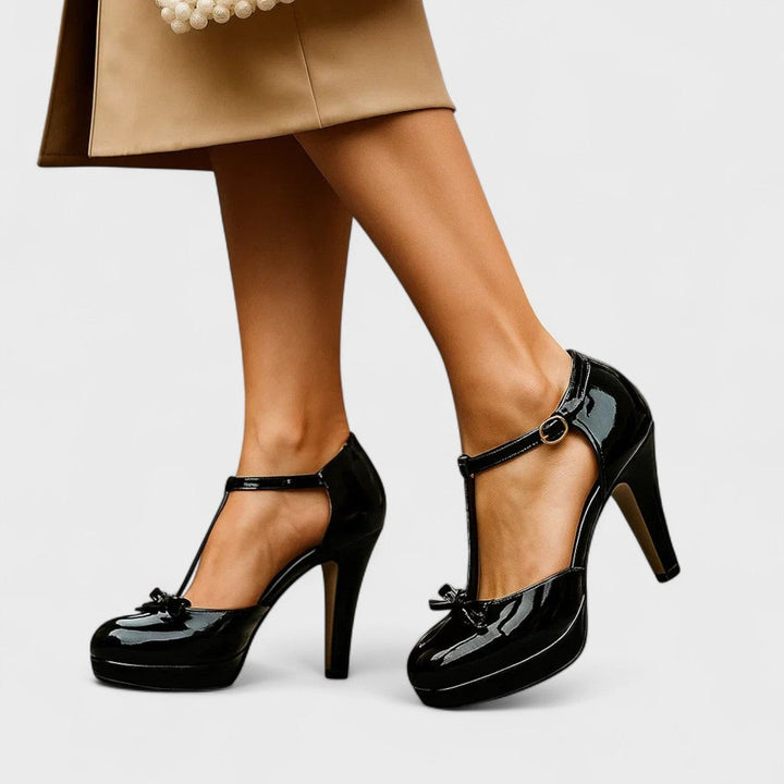 Lillian | Women's Platform Stiletto Heels T-Bar with Bow