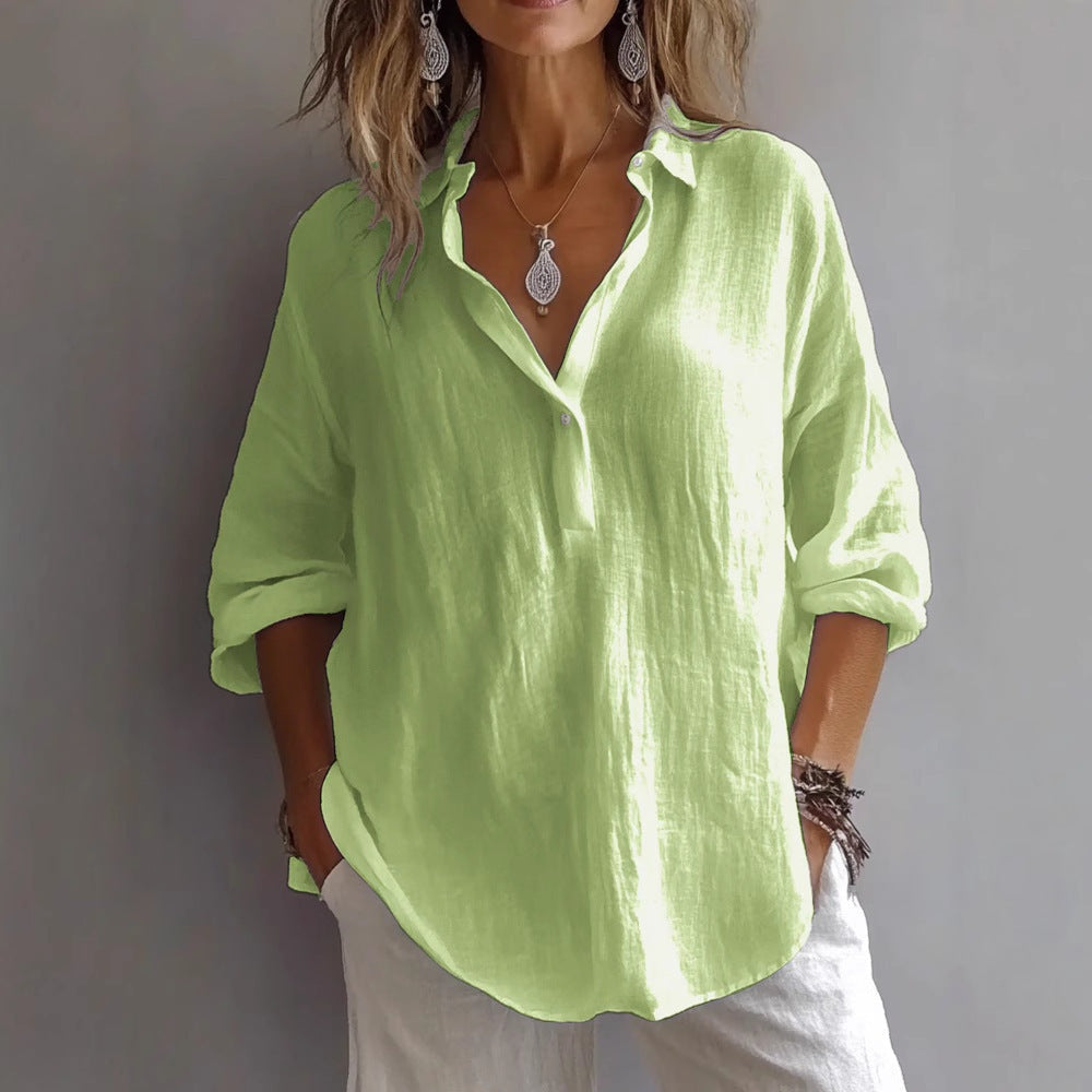 Lucy | Women's Linen Shirt Button Up Long Sleeve Relaxed Fit