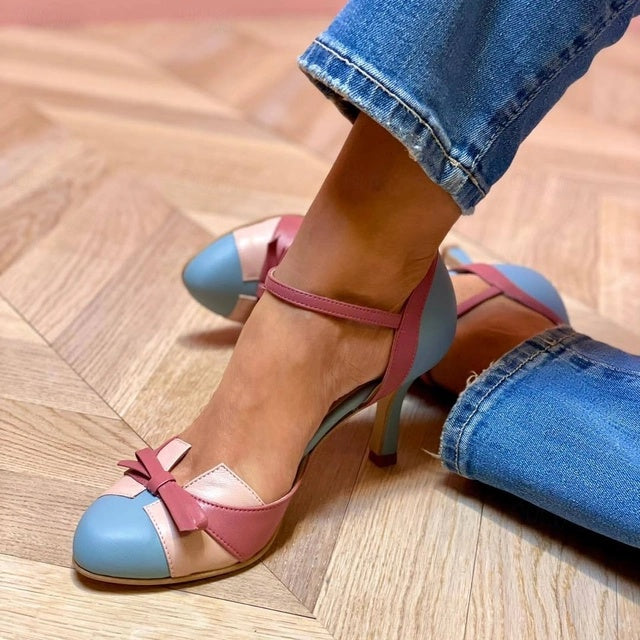 Madison | Women's Ankle Strap Heels Closed Toe Sandals with Bow