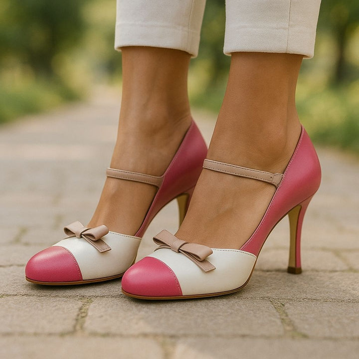 Madison | Women's Ankle Strap Heels Closed Toe Sandals with Bow