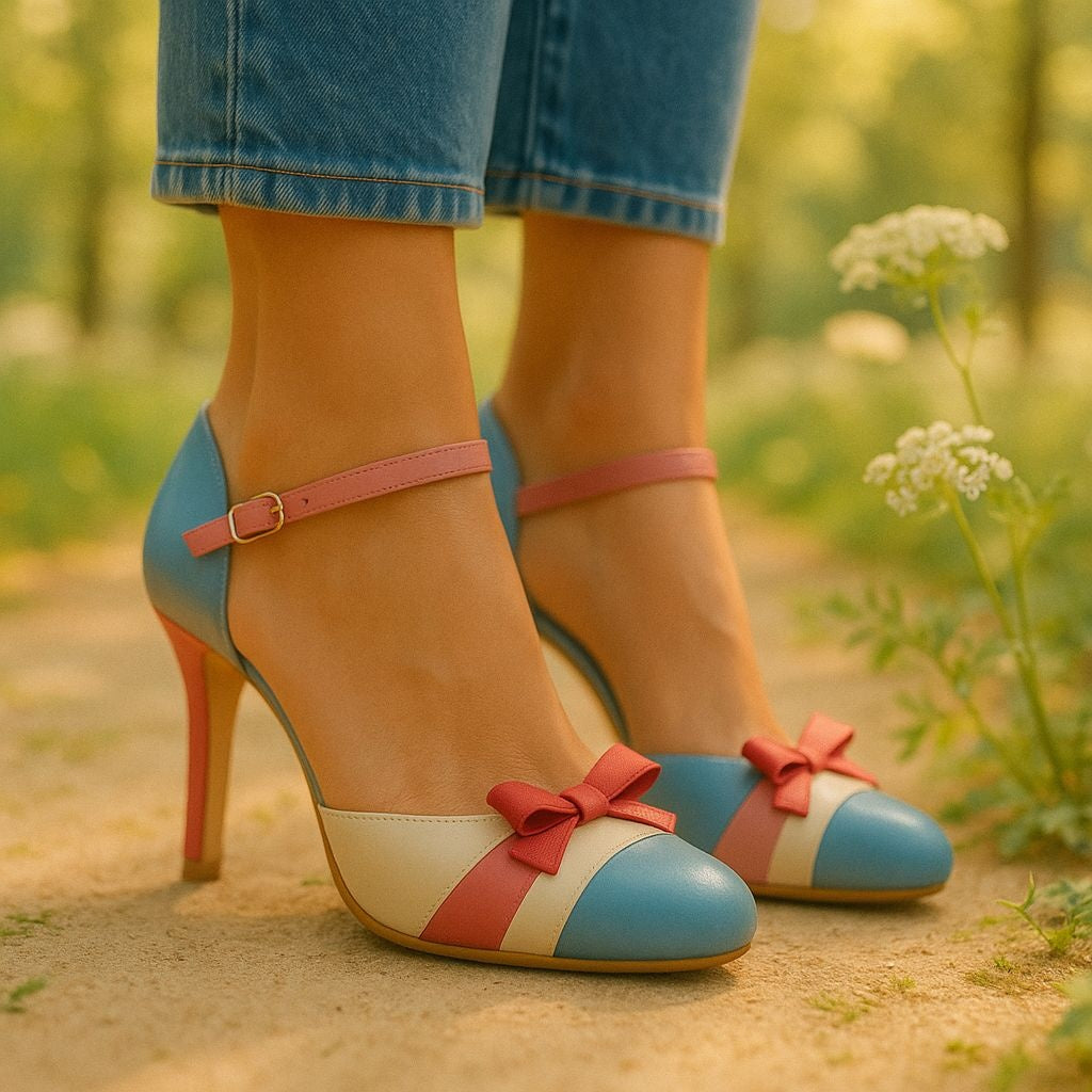 Madison | Women's Ankle Strap Heels Closed Toe Sandals with Bow