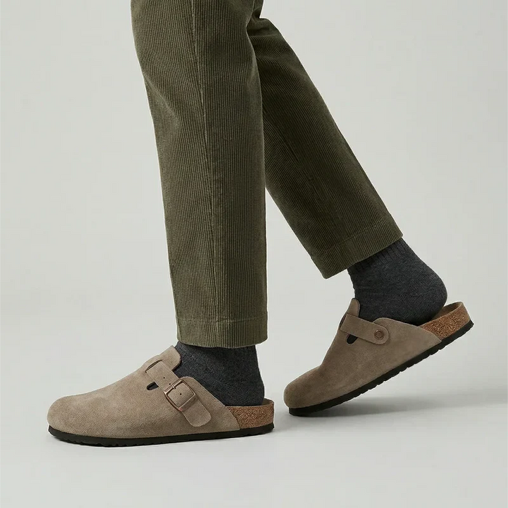 Mateo | Men's Suede Clogs with Adjustable Buckle Strap