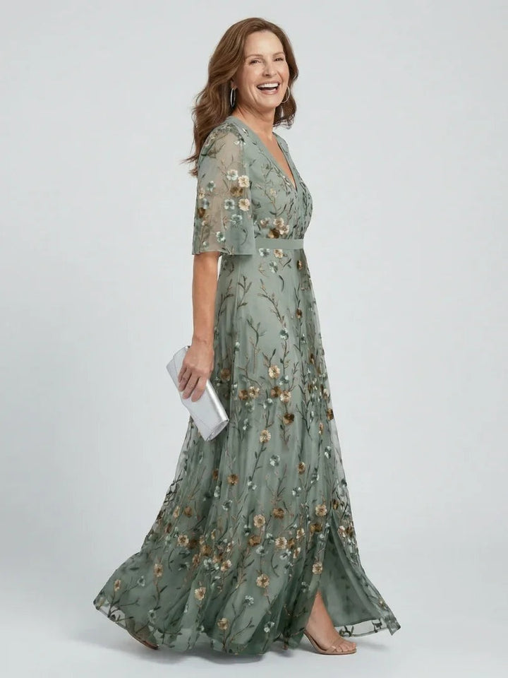 Maya | Women's Floral Maxi Dress Embroidered Wrap Style