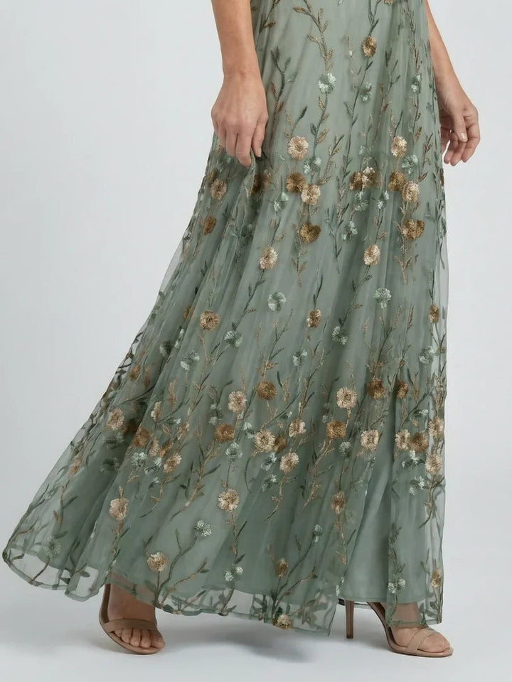 Maya | Women's Floral Maxi Dress Embroidered Wrap Style