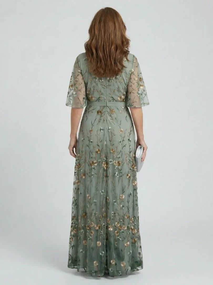 Maya | Women's Floral Maxi Dress Embroidered Wrap Style