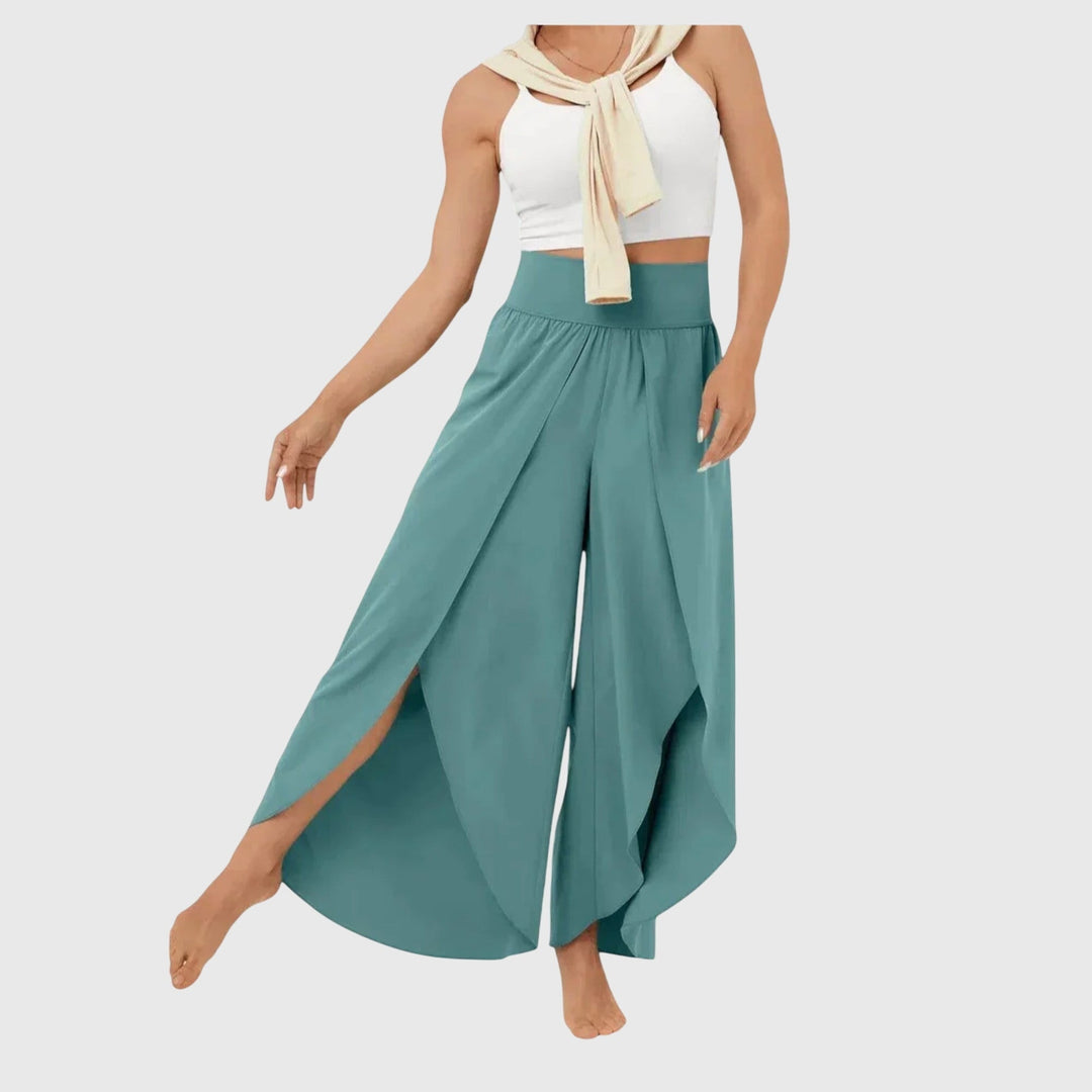 Mia | Women's High Waisted Summer Palazzo Pants with Split Front
