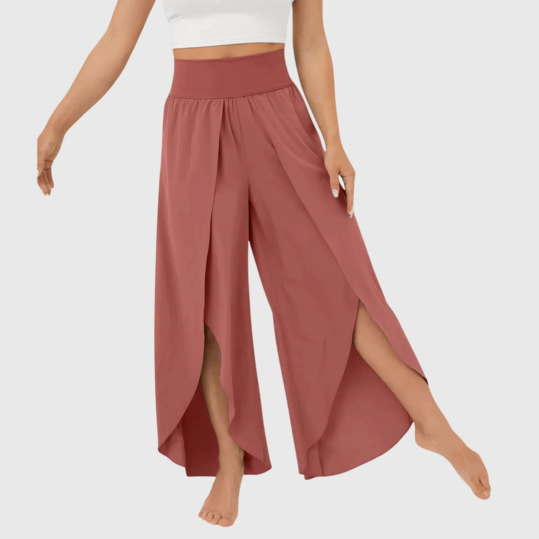 Mia | Women's High Waisted Summer Palazzo Pants with Split Front