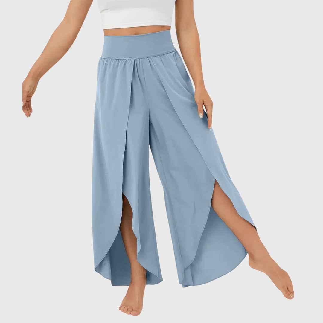 Mia | Women's High Waisted Summer Palazzo Pants with Split Front