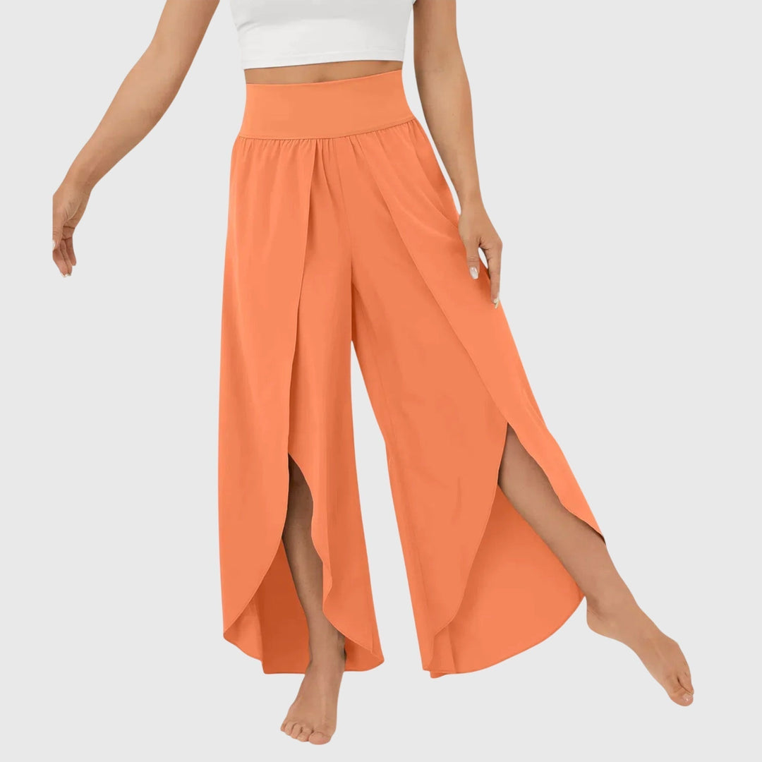 Mia | Women's High Waisted Summer Palazzo Pants with Split Front