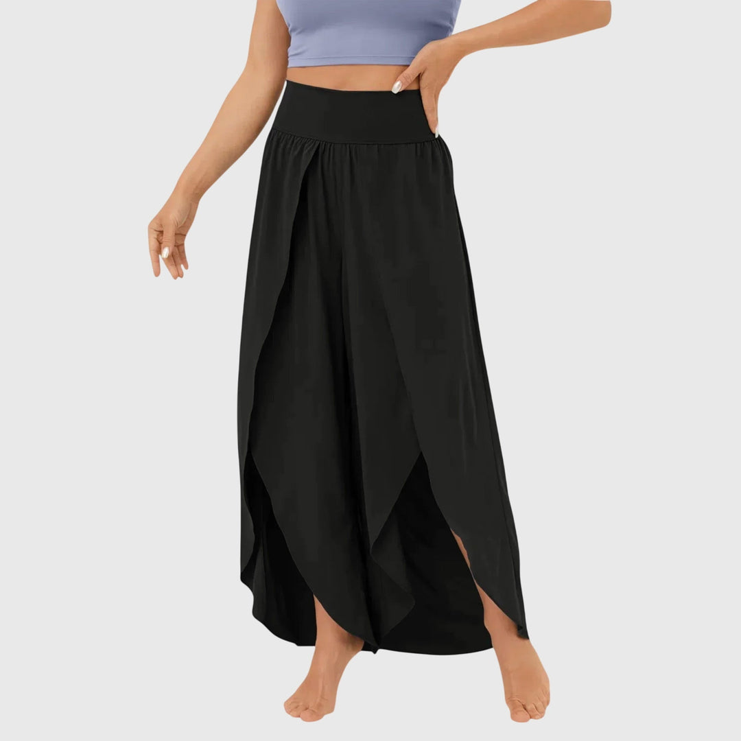 Mia | Women's High Waisted Summer Palazzo Pants with Split Front