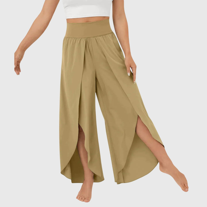 Mia | Women's High Waisted Summer Palazzo Pants with Split Front
