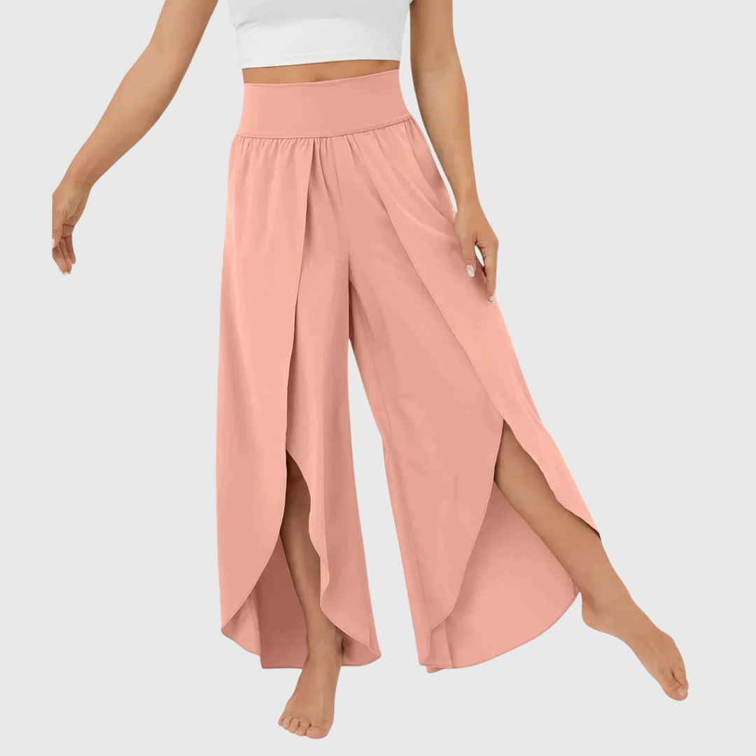 Mia | Women's High Waisted Summer Palazzo Pants with Split Front