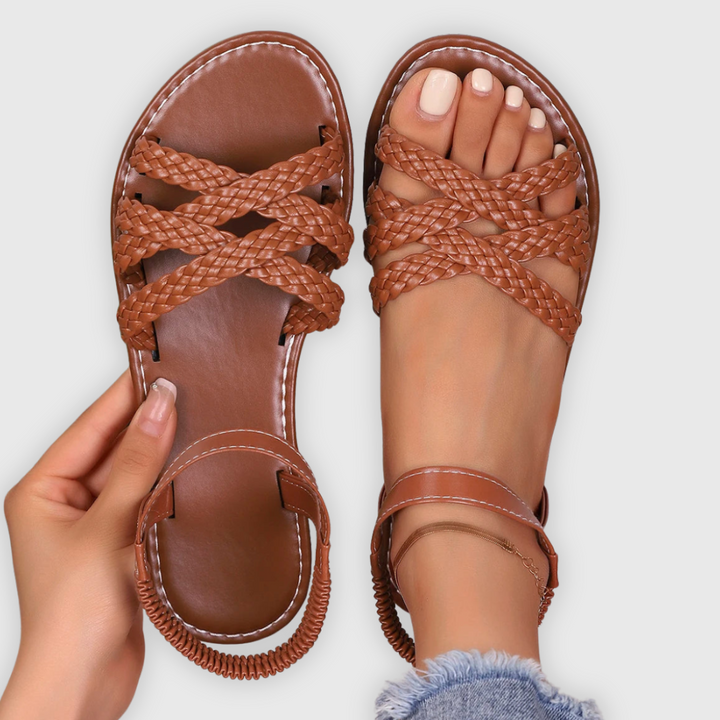Mia | Women's Strappy Flat Sandals with Ankle Strap