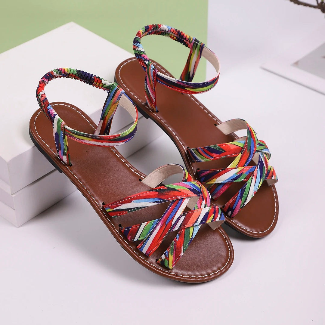 Mia | Women's Strappy Flat Sandals with Ankle Strap