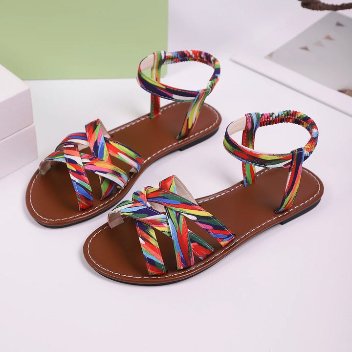 Mia | Women's Strappy Flat Sandals with Ankle Strap