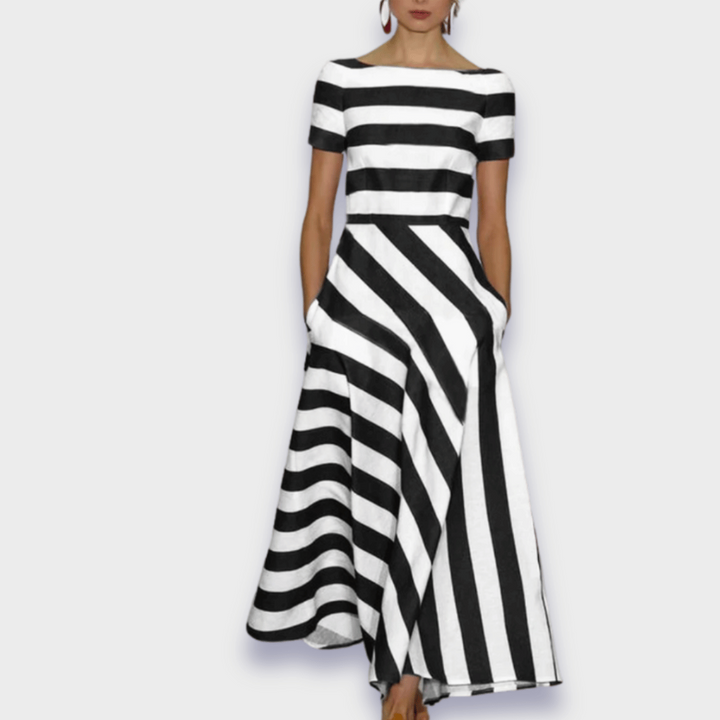 Natalie | Women's Striped Summer Maxi Dress with Pockets