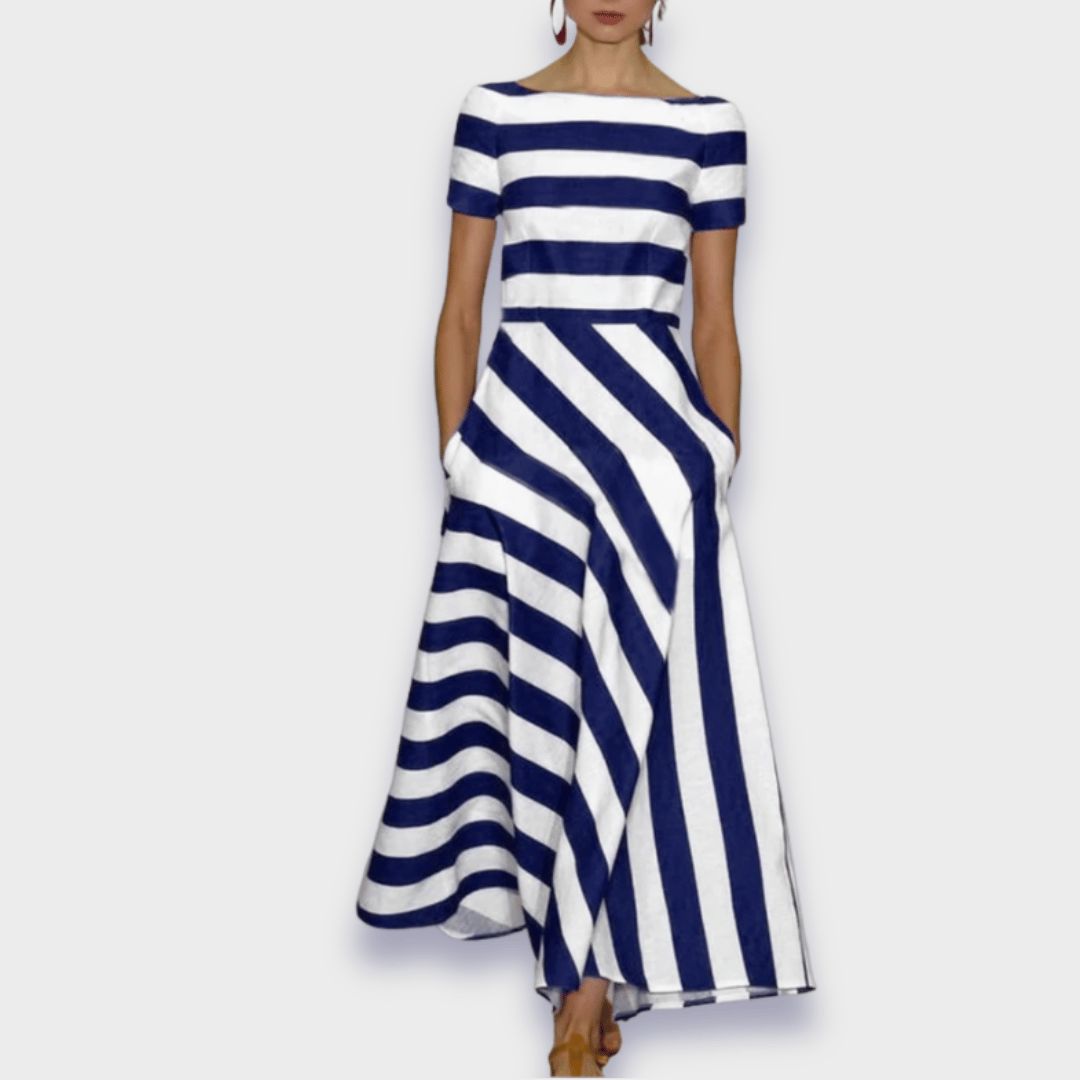 Natalie | Women's Striped Summer Maxi Dress with Pockets