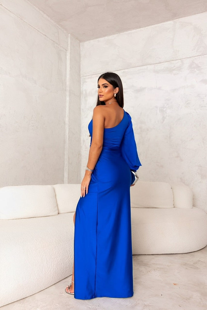 Nora | Women's Satin Maxi Dress One Shoulder with Split