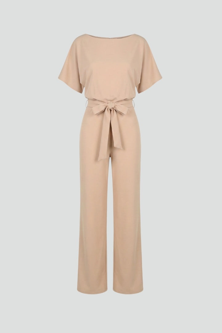Nora | Women's Wide Leg Jumpsuit with Belt Short Sleeve