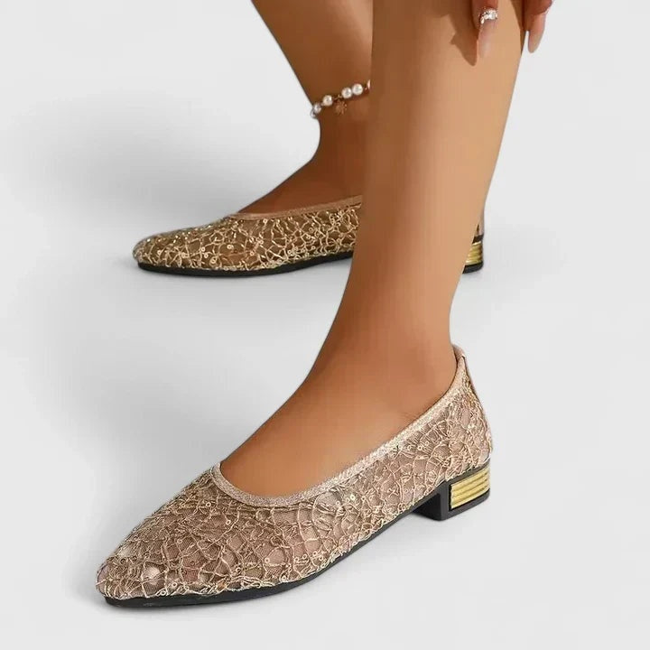Penelope | Women's Sequin Lace Ballet Flats Slip On Shoes
