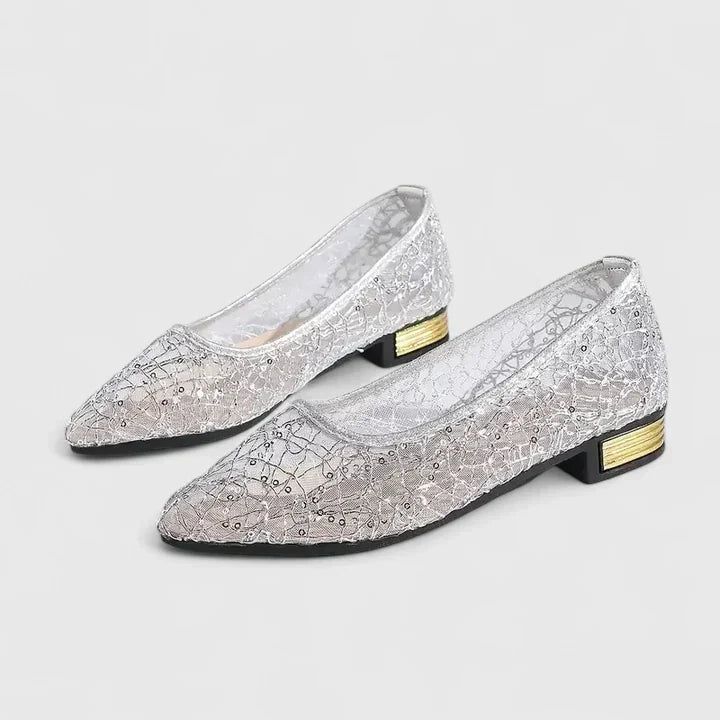 Penelope | Women's Sequin Lace Ballet Flats Slip On Shoes