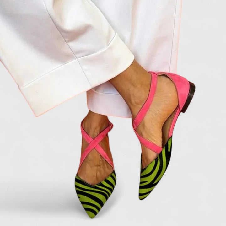 Riley | Women's Strappy Flat Sandals Closed Toe Zebra Print