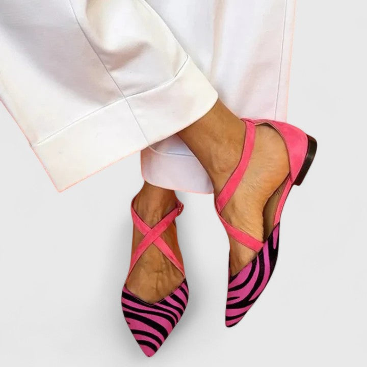 Riley | Women's Strappy Flat Sandals Closed Toe Zebra Print
