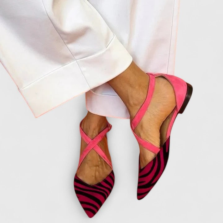 Riley | Women's Strappy Flat Sandals Closed Toe Zebra Print