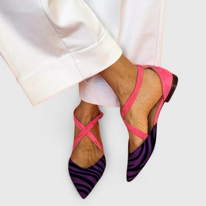 Riley | Women's Strappy Flat Sandals Closed Toe Zebra Print