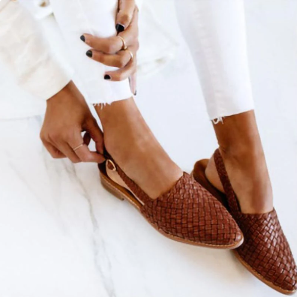 Ruby | Women's Woven Slingback Flat Sandals Closed Toe