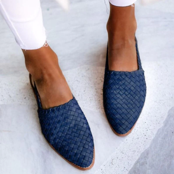 Ruby | Women's Woven Slingback Flat Sandals Closed Toe