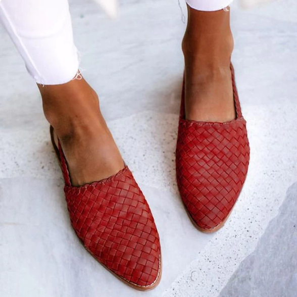 Ruby | Women's Woven Slingback Flat Sandals Closed Toe