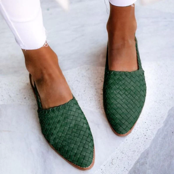 Ruby | Women's Woven Slingback Flat Sandals Closed Toe