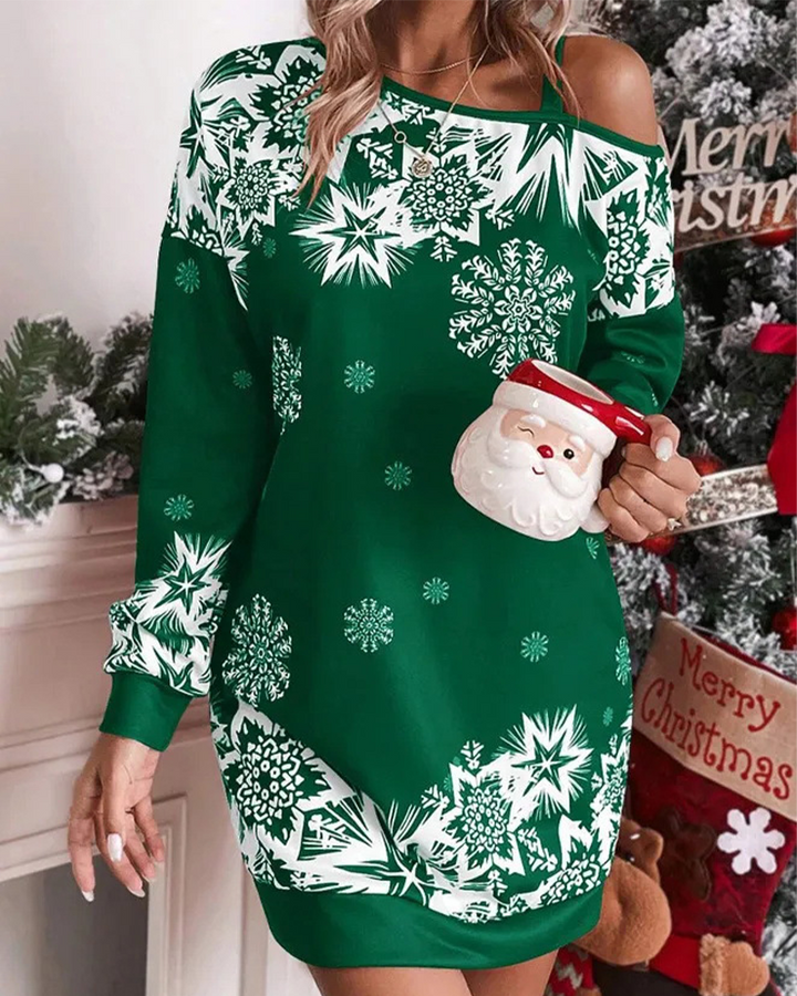 Scarlett | Women's Christmas Mini Dress Off Shoulder Long Sleeve