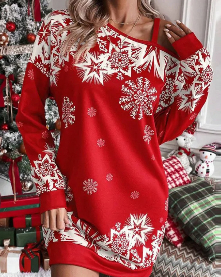 Scarlett | Women's Christmas Mini Dress Off Shoulder Long Sleeve