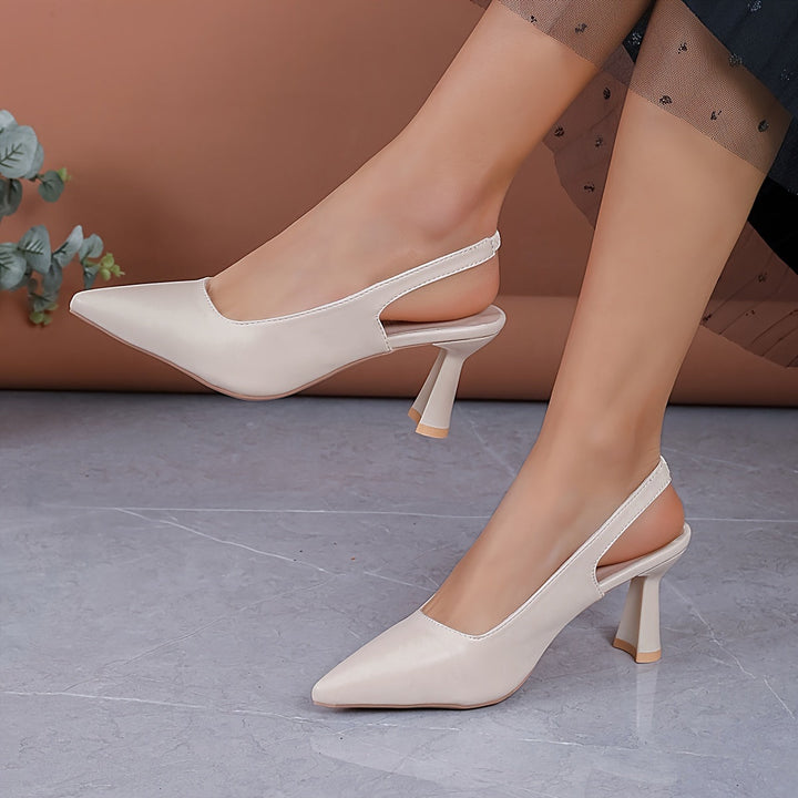 Scarlett | Women's Pointed Toe Slingback Heels Leather-Look
