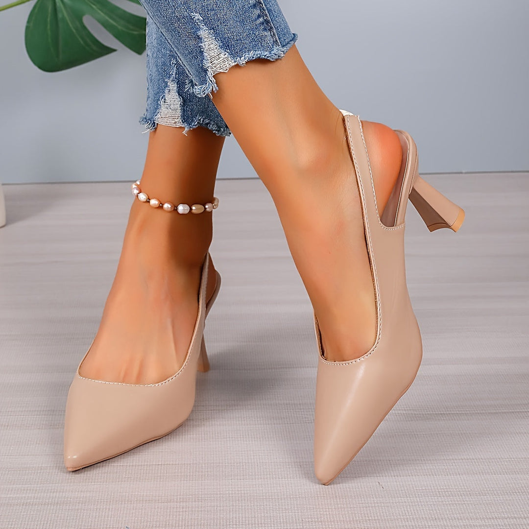 Scarlett | Women's Pointed Toe Slingback Heels Leather-Look