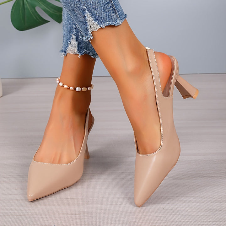 Scarlett | Women's Pointed Toe Slingback Heels Leather-Look
