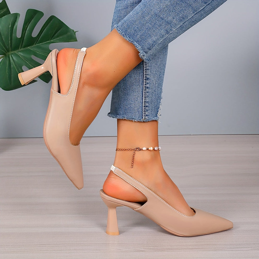 Scarlett | Women's Pointed Toe Slingback Heels Leather-Look