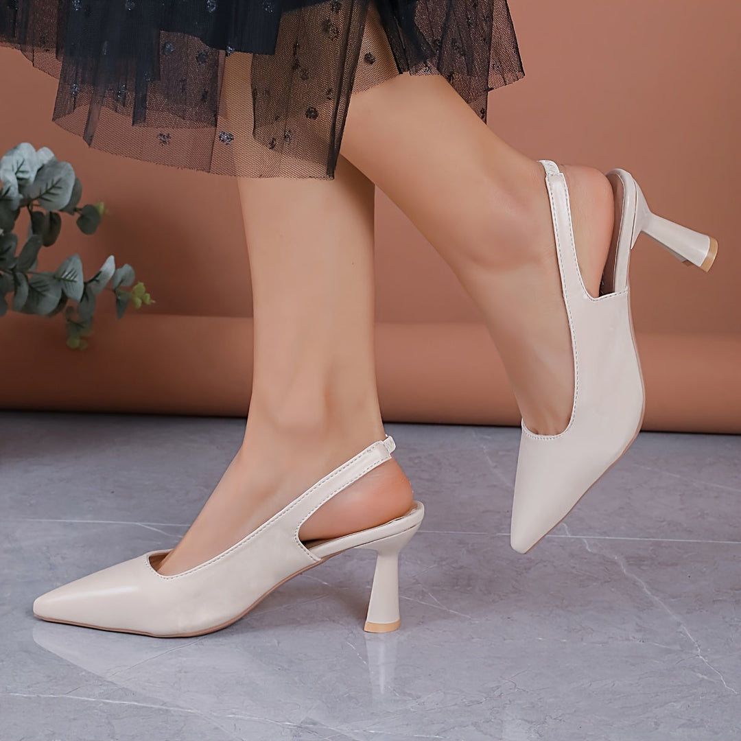 Scarlett | Women's Pointed Toe Slingback Heels Leather-Look