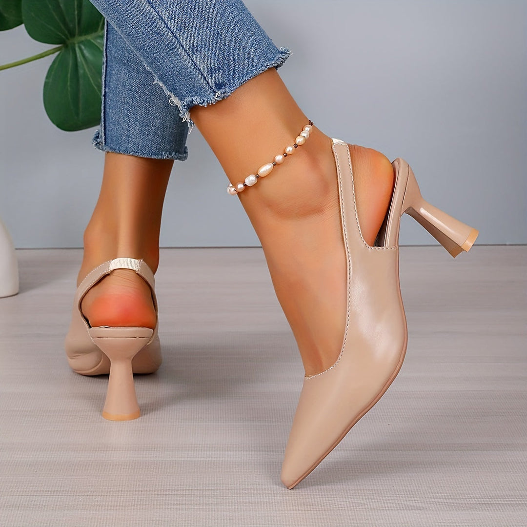 Scarlett | Women's Pointed Toe Slingback Heels Leather-Look
