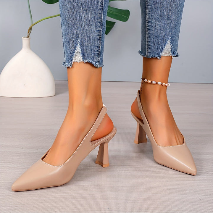 Scarlett | Women's Pointed Toe Slingback Heels Leather-Look