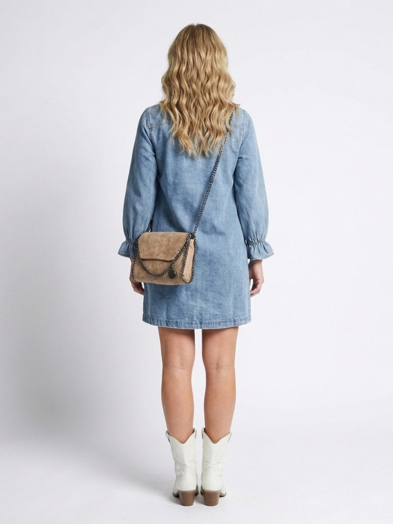 Sienna | Women's Denim Shirt Dress Long Sleeve with Button Front