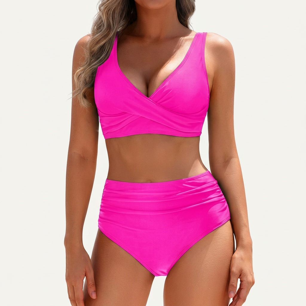 Skylar | Women's 2 Piece Bikini Set Striped Wrap Top High Waisted