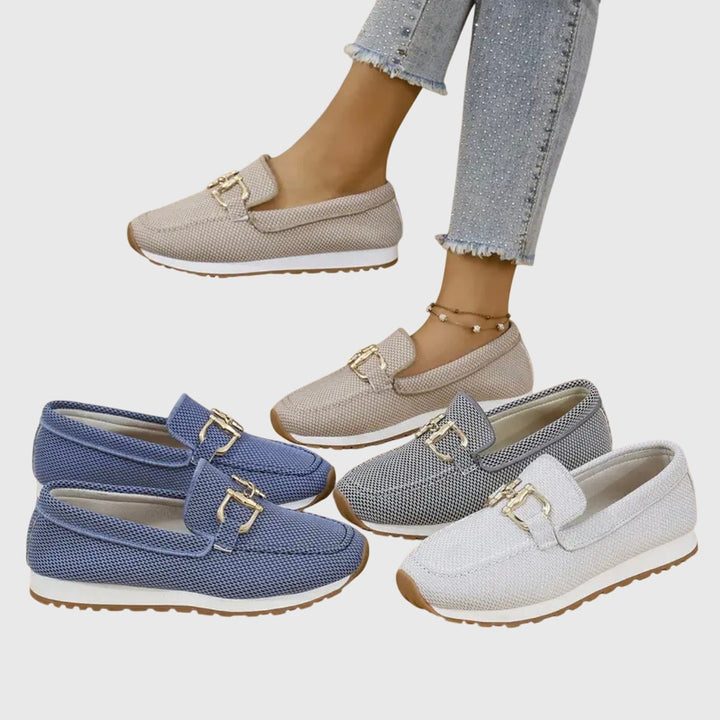 Stella | Women's Slip On Sneakers Loafer Mesh with Metal Buckle