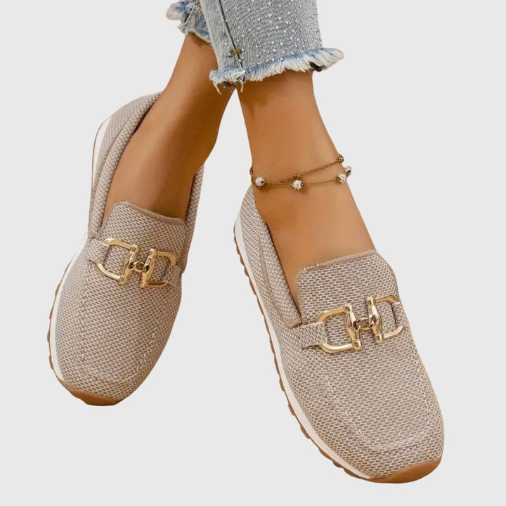 Stella | Women's Slip On Sneakers Loafer Mesh with Metal Buckle